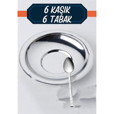 Takaz Global Veneta 6 Takım Çay Tabağı Kaşık Seti